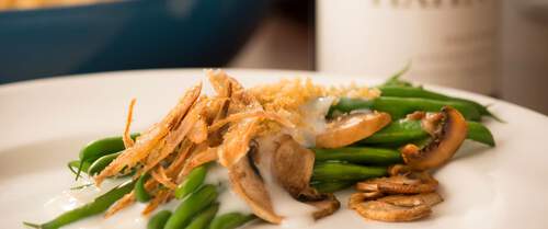 serving of green bean casserole serving of green bean casserole