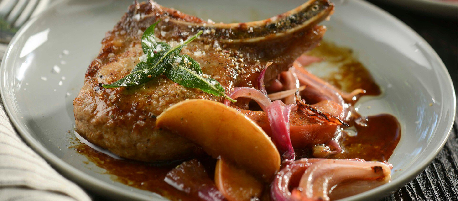 Pork Chop with Browned Butter, Apples and Sage