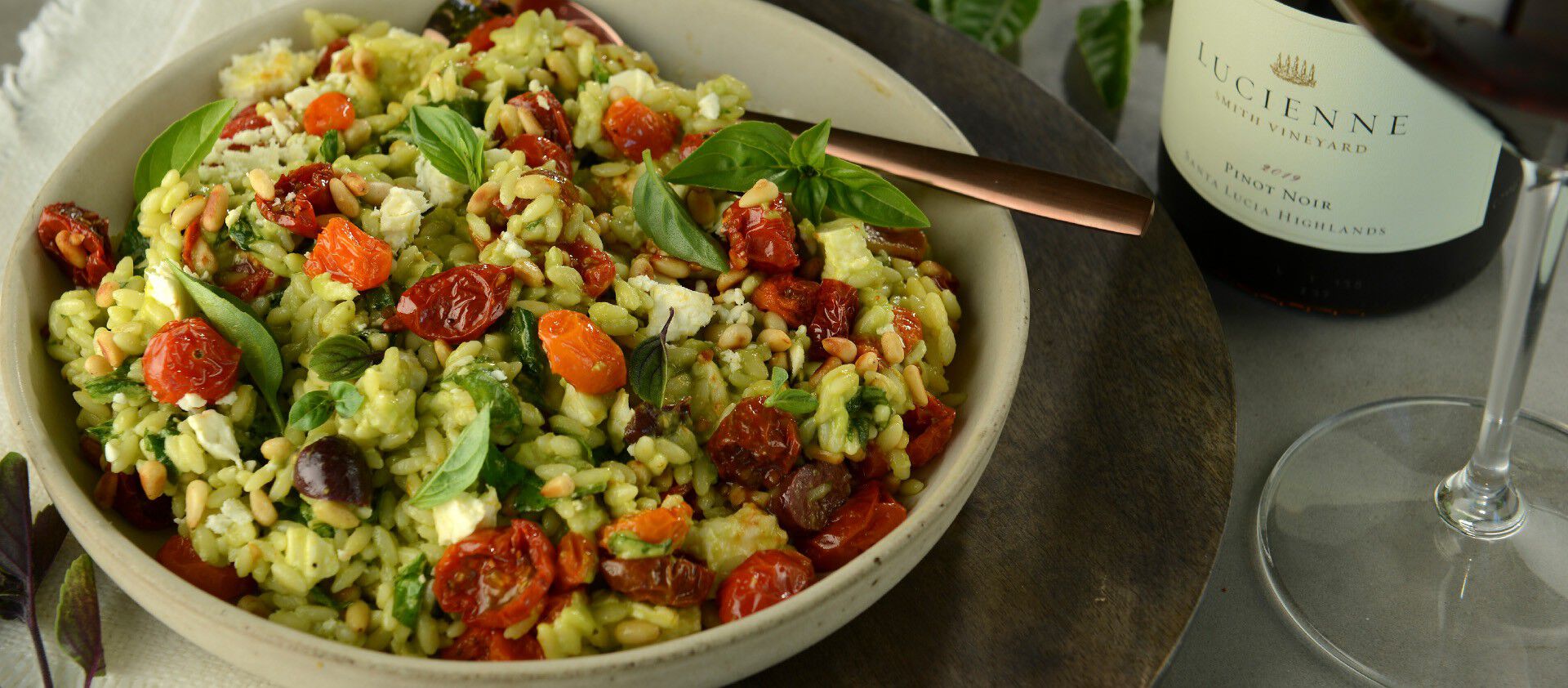 Orzo Salad with Slow Roasted Tomatoes and Creamy Basil Dressing